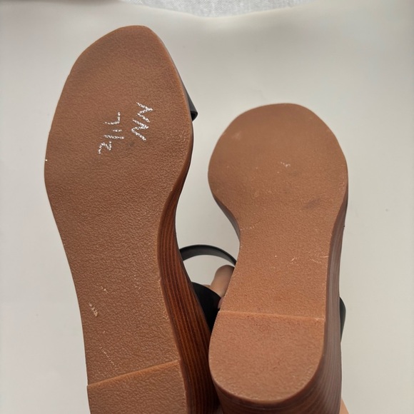 Steve Madden leather wedge black sandals with‎ studded trim Sz 8M - Picture 6 of 8